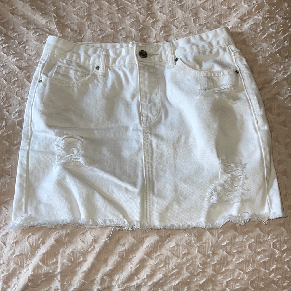 White Jean Skirt